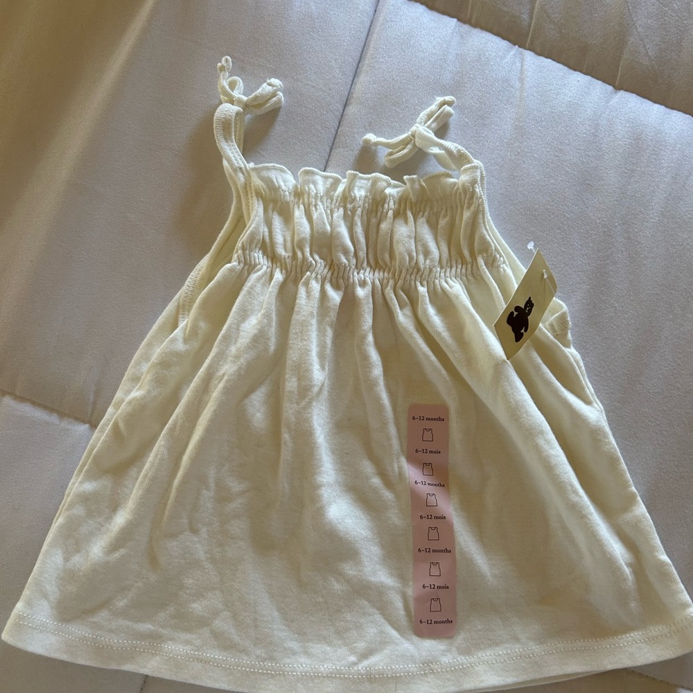 Baby Gap Cream Baby Dress with Bow Straps Size 6-12 Months NWT